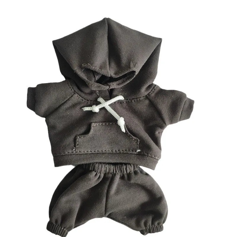 17cm Doll's Clothes For Labubu The Monster Outfit Accessories Clothing DIY Kids Gift Girls Hooded Sweatshirt Pants Shoes White