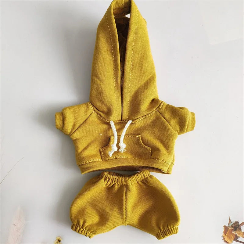 17cm Doll's Clothes For Labubu The Monster Outfit Accessories Clothing DIY Kids Gift Girls Hooded Sweatshirt Pants Shoes White
